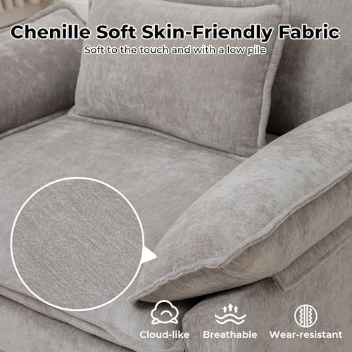 Oversized Accent Chair,Modern Chenille Cloud Sofa Chair with Deep Seat,Uphols...