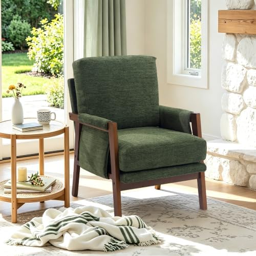 RNKSFX Green Accent Chairs for Living Room Set of 2, Modern Arm Chairs for Be...