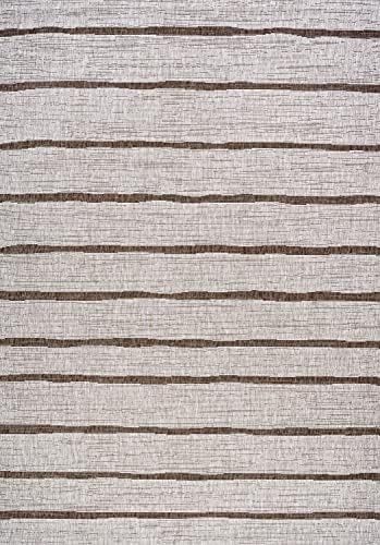 JONATHAN Y Berber Stripe Indoor Outdoor Area Rug 8X10 Beige/Brown, Colonia fo...