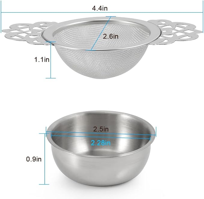 Picowe 2 Pack Tea Strainer Bowl, Stainless Steel Sliver Tea Strainers - Image 6