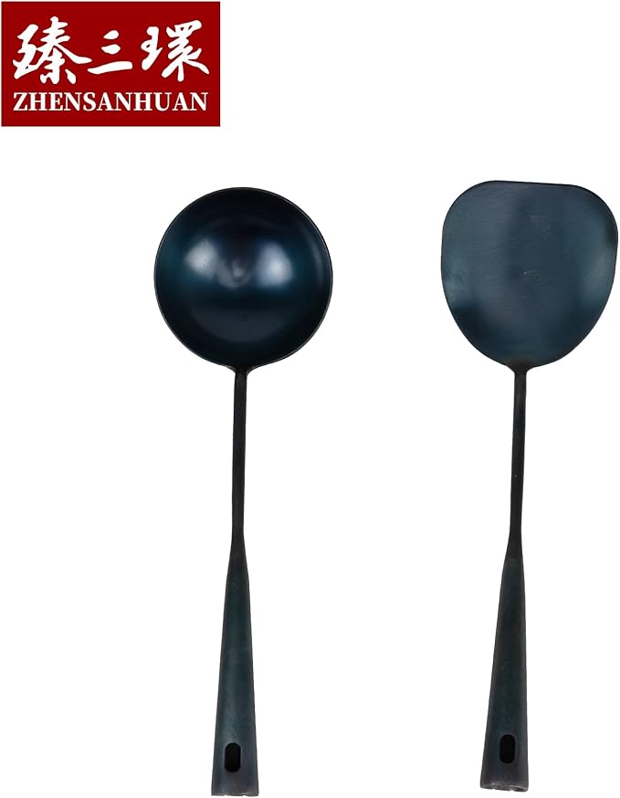 ZhenSanHuan Chinese Traditional HandMade Iron Ladle Wok Tool, Long wok utensils - Image 4