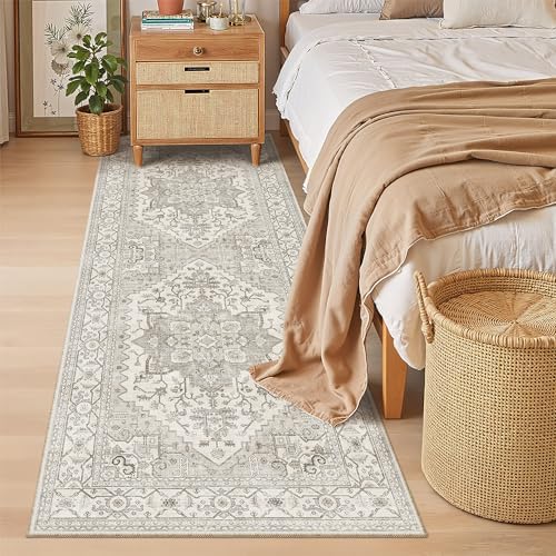 Madane Hallway Runner 3x8, Kitchen Rugs Washable Entry Rug, Beige/Brown