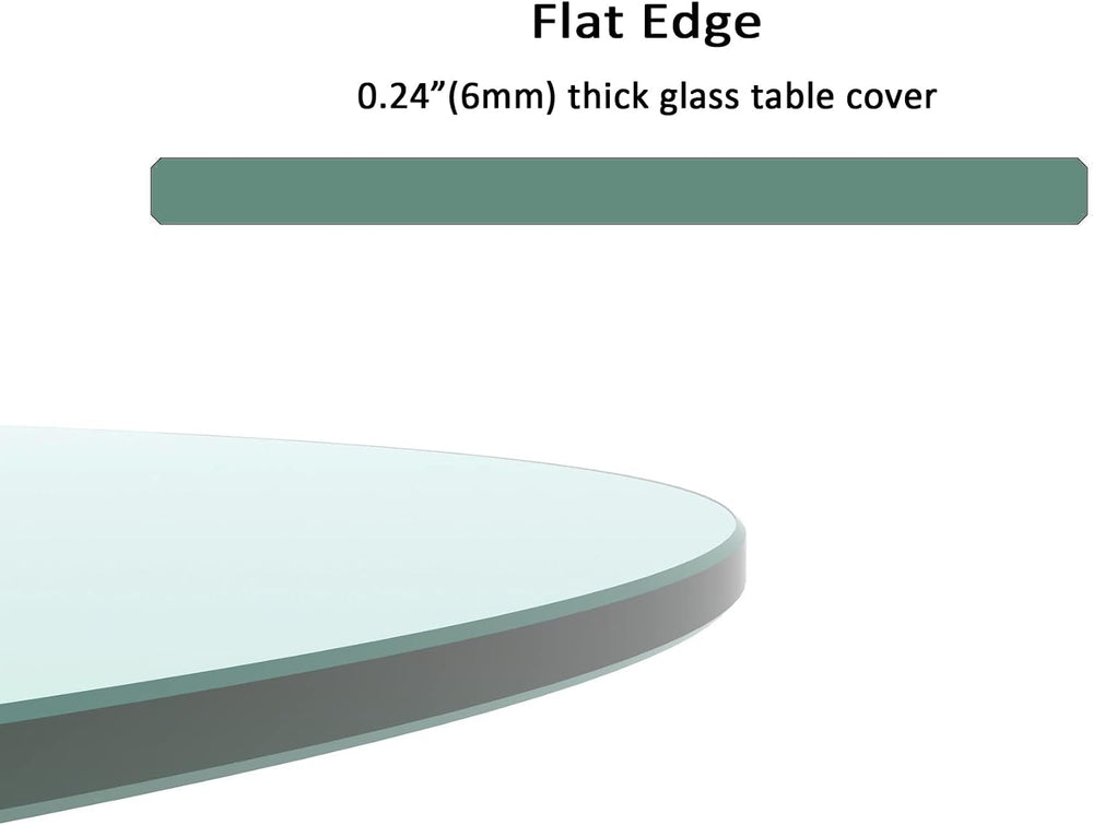 17" Round Tempered Glass Table Top, Clear Surface Flat Polished Edge for...