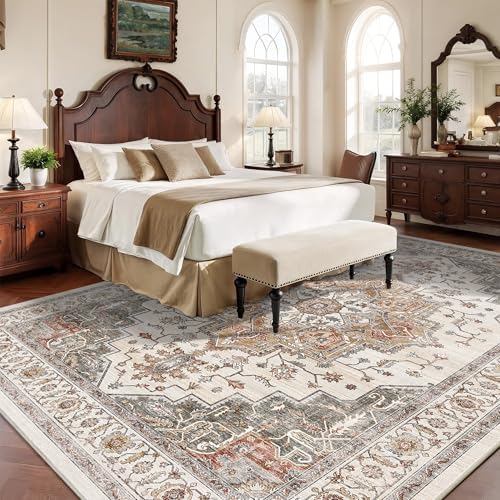9x12 Area Rug for Living Room Large Washable Vintage Area Rug