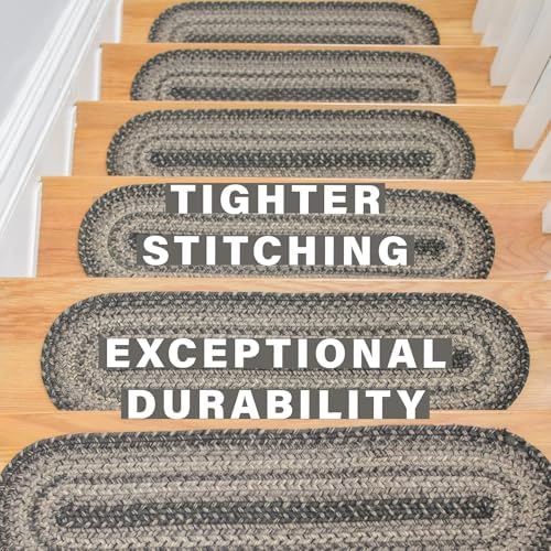 Homespice Flint Hill Jute Braided Stair Treads, Oval 8x28 Set of 13