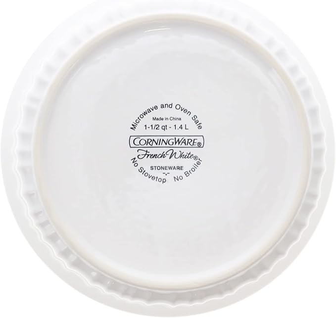 CorningWare FS5 1.5qt/1.4L Round French White Casserole Dish & G-5C 1.5qt - Image 4