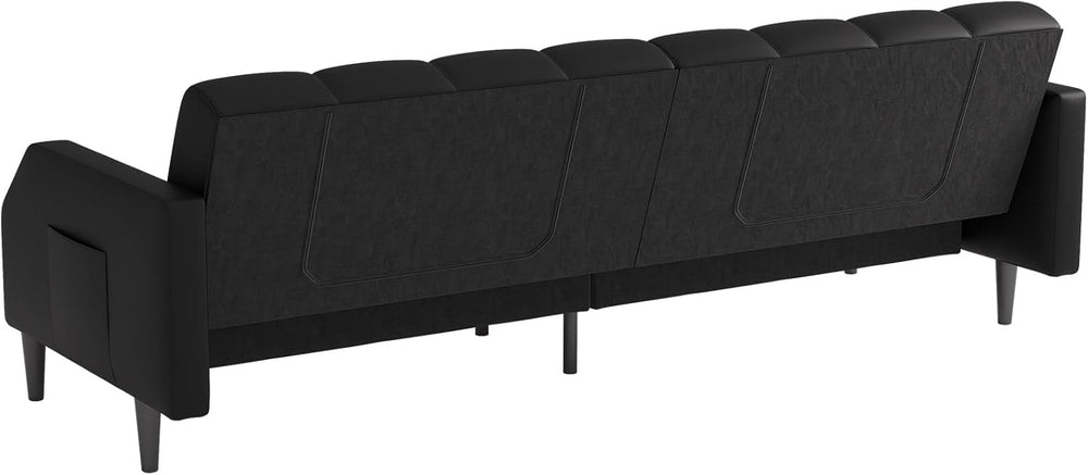 Fadware Faux Leather Couch, Convertible Futon Sofa Bed with Adjustable Backre...