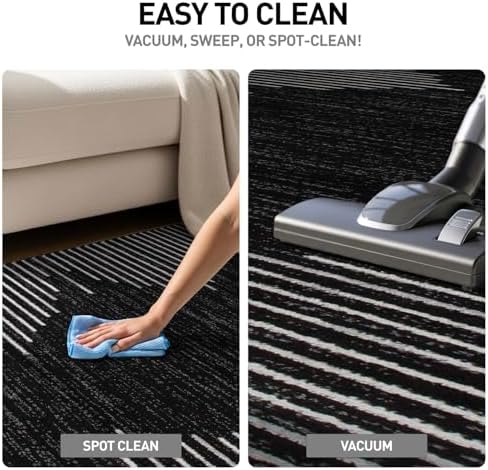 Rugshop Bohemian Stripe Stain Resistant Large Area Rug Black 7'10" x...
