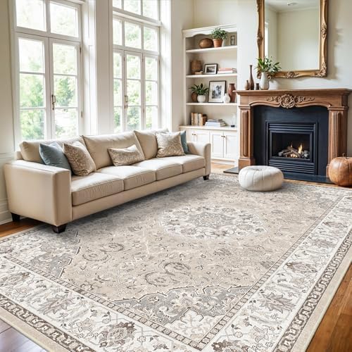 Washable Large 9x12 Area Rug - Living Room Oriental Non Slip Soft Rugs Indoor...