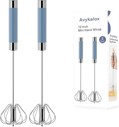 2 Pack Semi Automatic Whisk, Stainless Steel Mini Hand Push Whisks by Unknown