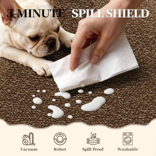 Waterproof 2x8 Runner Rug Non Slip Floor Runners for Dogs, Textured Brown