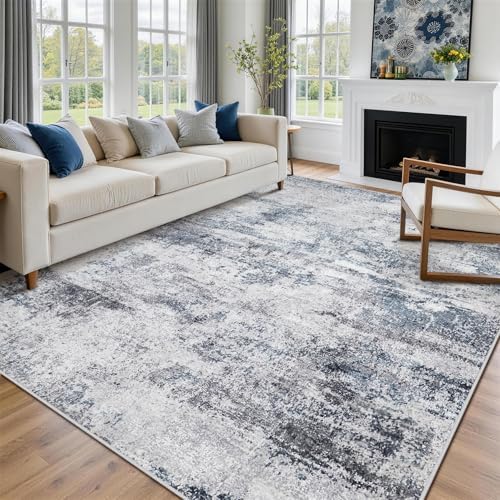 5x7 Area Rugs for Living Room Washable Bedroom Dining Room Blue Grey
