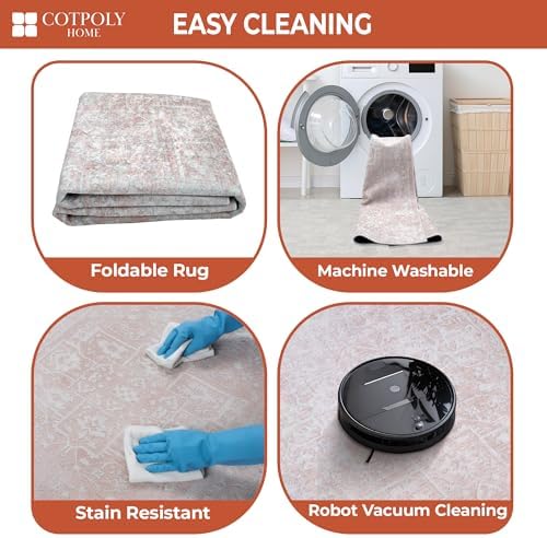 COTPOLY 5' x 8' Washable Area Rug for Living Room, Kitchen, Hallway, ...