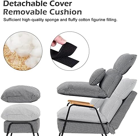 MCombo Accent Recliner Chair with Ottoman, Modern Fabric Armchair, Upholstere...