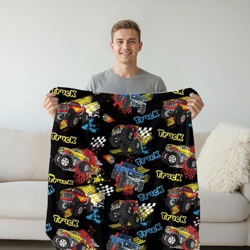 Monster Truck Wearable Blanket Hoodies, Soft Blankets 71×47 In | Soft Hoodies Blankets, Lightweight comfy Wearable Blanket for Pool Bath Swim, Birthday Gifts for Car Lover