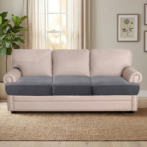 H.VERSAILTEX Stretch 3 Piece T Cushion Sofa Slipcovers Individually Sofa Cush...