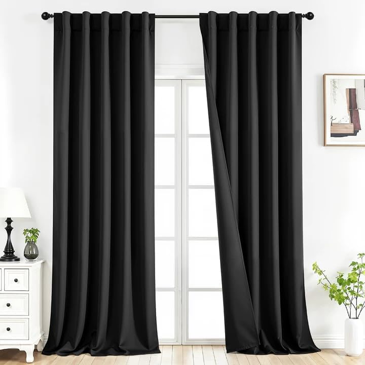 Joydeco Blackout Curtains for Bedroom, Black Out Curtains 108 Inch Long, Room...
