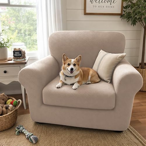 XINEAGE 2-Piece Stretch Armchair Sofa Cover, Washable Couch Covers for Dog