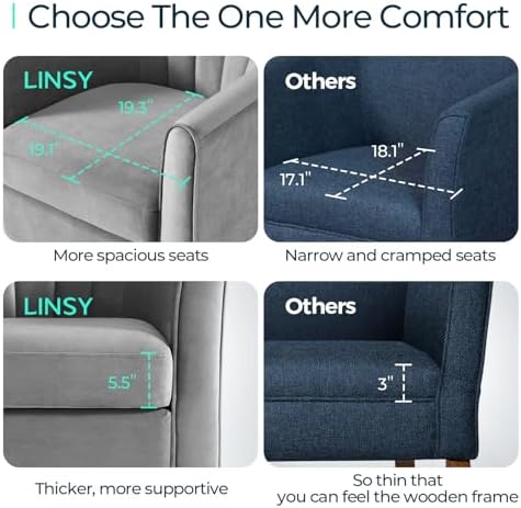 LINSY Swivel Accent Chair with Ottoman: Small Velvet Barrel Chair 360 Swivel ...