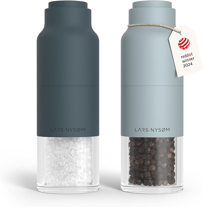 LARS NYSØM Salt and Pepper Grinder Set, Stainless Steel Manual Salt and Pepper by LN
