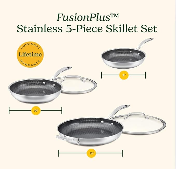Cuisinart FusionPlus Hybrid Stainless Steel Cookware Set, 5-Piece Skillet - Image 8
