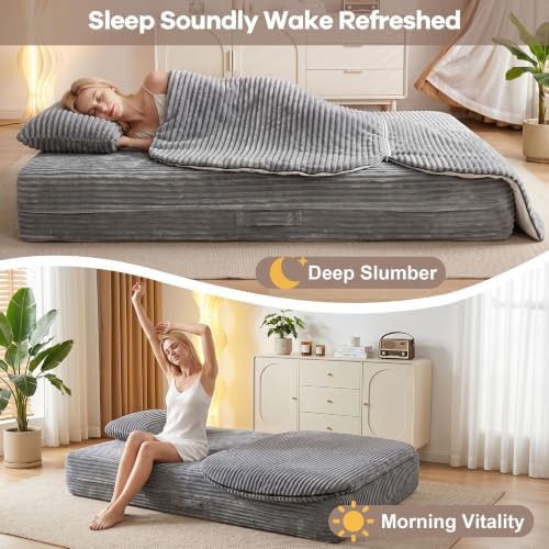 75'' Folding Sleeper Sofa Bed, Memory Foam Boneless Couch
