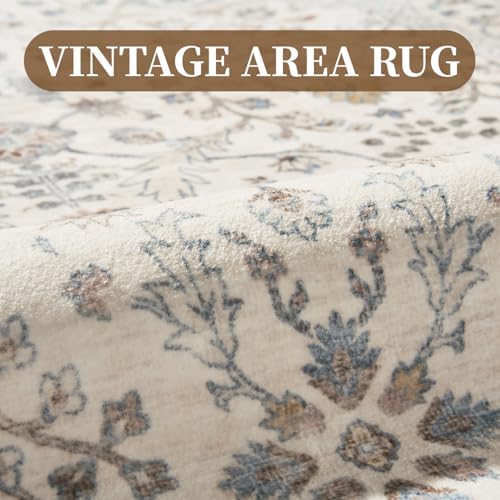 MontVoo-Vintage Area Rug 8X10 Beige for Living Room - Soft Distressed Printed...