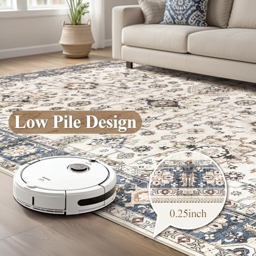 10x14 Washable Area Rug for Living Room, Vintage Pattern