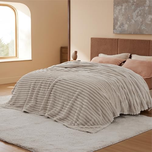 Bedsure Soft Queen Size Blanket for Bed Beige 90"x90"