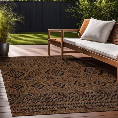Beverly Rug Waikiki Boho Indoor Outdoor Rug 5x7, Washable Outside Carpet for ...