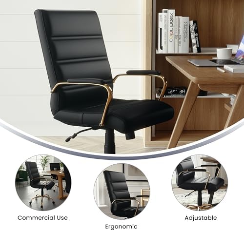 Flash Furniture Mid-Back Black LeatherSoft Executive Swivel Office Chair with...