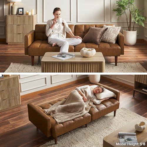 mopio 76.4" Futon (Light Gray, Fabric, Tufted Styled)