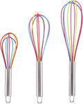 Silicone Whisk set of 3, 8+10+12in Kitchen Balloon Wire Whisks, Hand Egg Mixer by lelasety