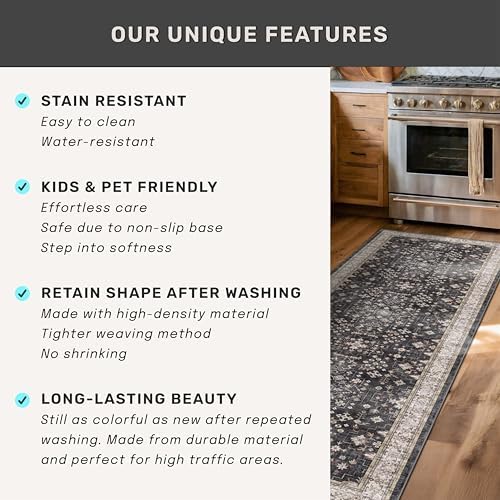 Black Modern Farmhouse 5x8 Area Rug for Living Room, Boho Large Entryway Rug,...