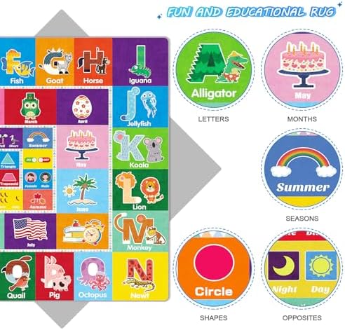 PartyKindom Kids Play Rug Mat Playmat with Non-Slip Design (78.7 x 59 inch)