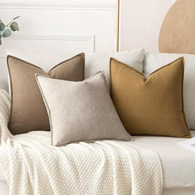 MIULEE Decorative Linen Pillow Covers 20x20 Inch Natural Linen Boho Farmhouse - Image 4