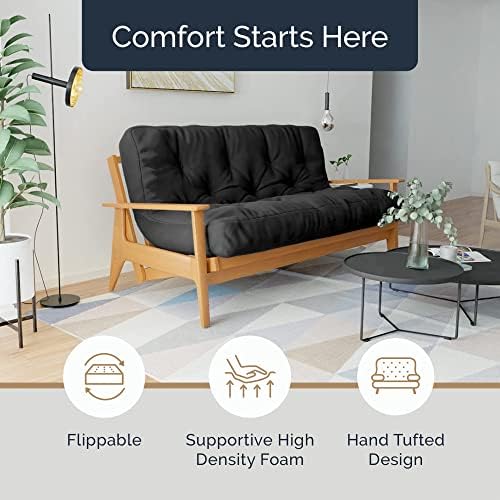 Loosh Home | 8" Full Size Futon Sofa Bed Foam Mattress - USA Made, Black...