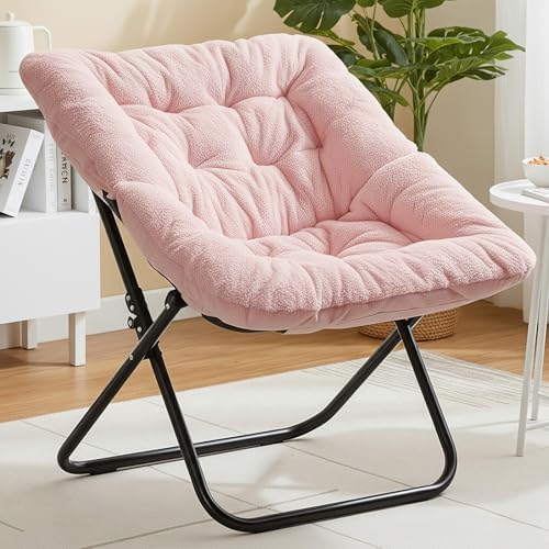 Sweetcrispy Comfy Chair for Adults, Foldable Living Room Chair, Soft Faux Fur...