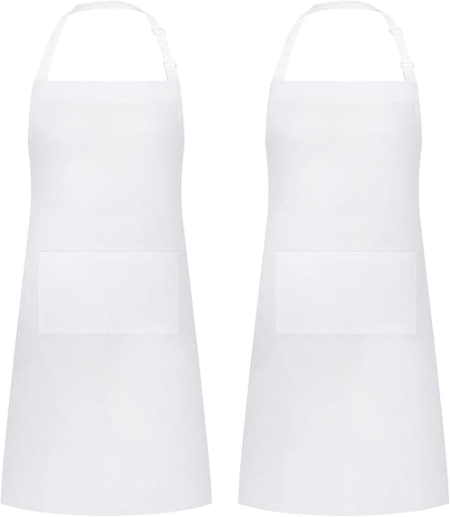 2 Packs White Apron, Adjustable Cooking Aprons, Waterdrop Resistant Kitchen by Riqiaqia