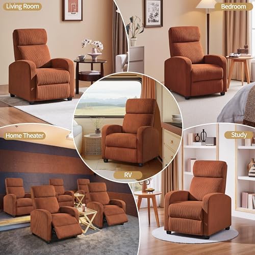 Yaheetech Recliner Chair with 3 Adjustable Angles Armchair Brick Red