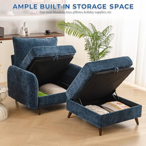 Rexulqo Oversized Accent Chair with Ottoman,All Seats Storage,Comfy Big Armch...