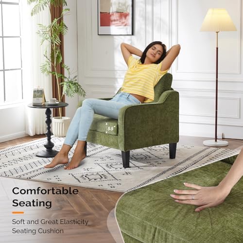 VINGLI Olive Green Accent Chair, Upholstered Armchair for Living Room
