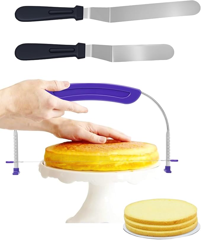 1PCS Purple Adjustable Food Grade Stainless Steel Cake Cutter Slicer Leveler by PROKITCHEN