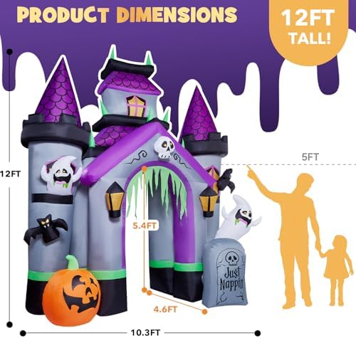 ZPISF Halloween Inflatables 12 FT Haunted House Castle Archway Decorations