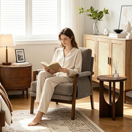 RNKSFX Dark Brown Accent Chairs for Living Room Set of 2, Modern Arm Chairs f...