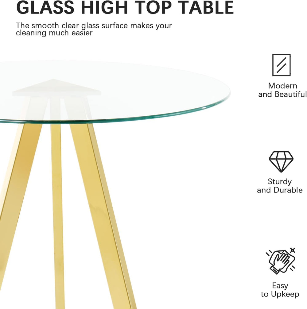 3 Piece Pub Dining Set, Modern Round Bar Table and Chairs for 2, 28" Cou...