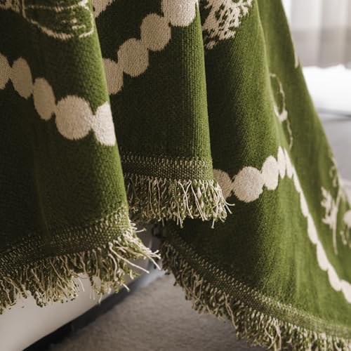 DREAMINGO Green Floral Armchair Cover Farmhouse Botanical Jacquard Recliner C...