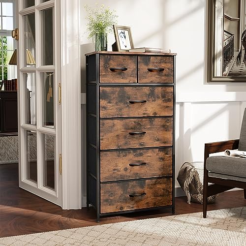 Tall Dresser for Bedroom, Fabric Storage Tower with 6 Drawers