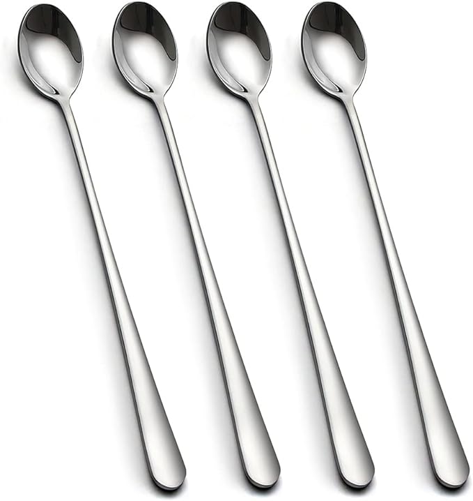 IQCWOOD Long Handle Ice Tea Spoons, 9-Inch Coffee Ice Cream Stainless Steel by IQCWOOD
