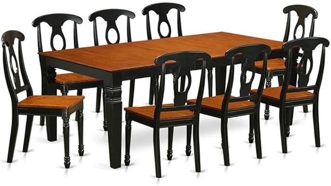 East West Furniture LGKE9-BCH-W 9 Piece Dining Table Set Includes a Rectangle...